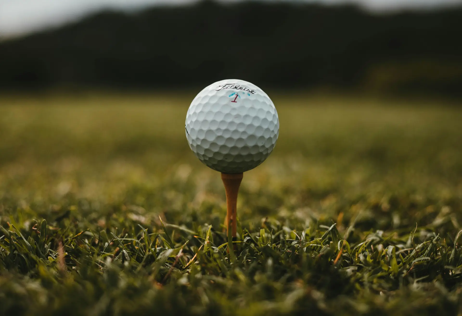 Golf ball sitting on tee